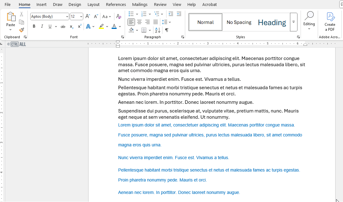 Demonstration fixing irregular line spacing with format painter in Word